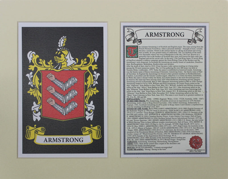 Armstrong - Irish American Surname Coat of Arms Heraldry