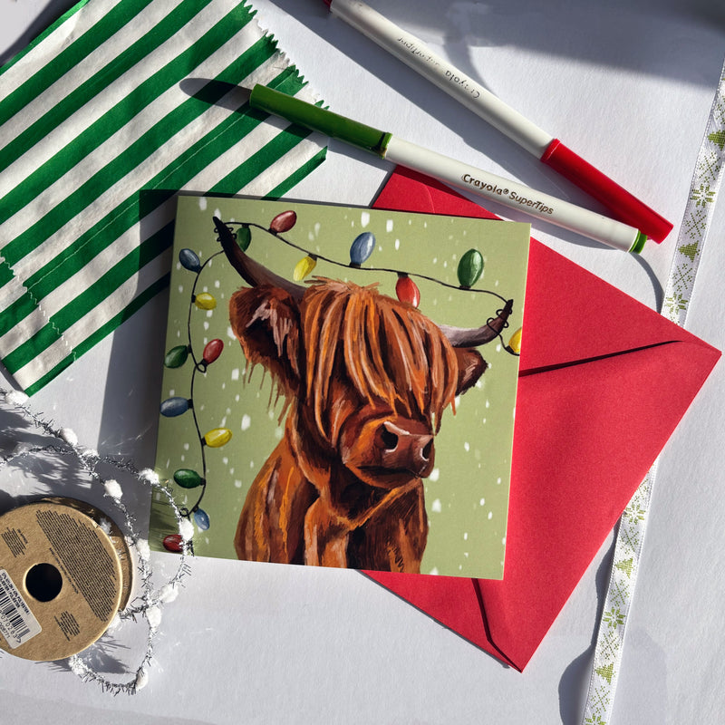 Highland Cow Christmas Card