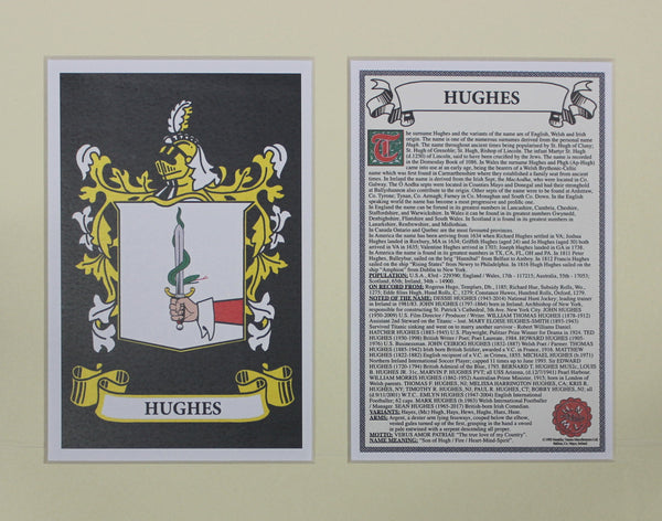 Hughes - Irish Surname Coat of Arms Family Crest Heraldry