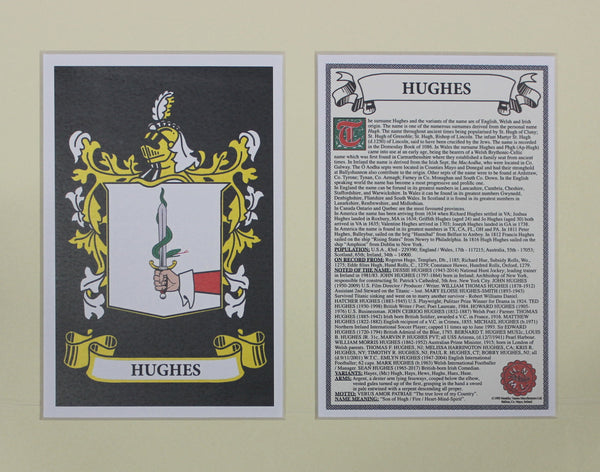 Hughes - Irish American Surname Coat of Arms Heraldry