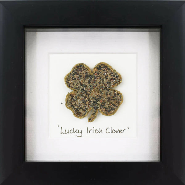 Lucky Irish Clover Irish Pebble Art Frame