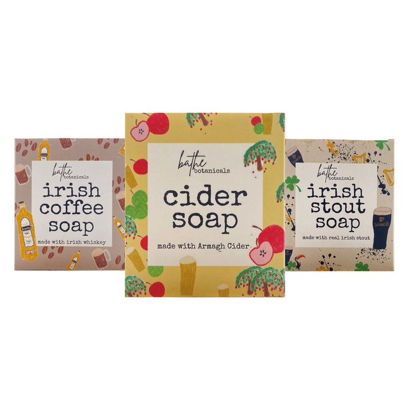 Irish Booze Soap Gift Set - 3-Pack Natural Handmade Soaps (Whiskey, Stout & Cider)