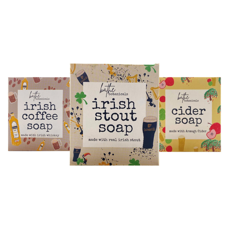 Irish Booze Soap Gift Set - 3-Pack Natural Handmade Soaps (Whiskey, Stout & Cider)