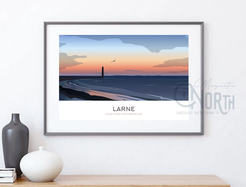 Larne, Art Print Travel Poster, Antrim Coast, Northern Ireland, Ireland, Travel Print, Wedding gift, Christmas Gift, landscapes