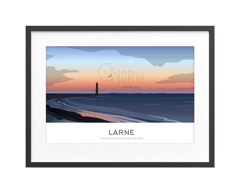 Larne, Art Print Travel Poster, Antrim Coast, Northern Ireland, Ireland, Travel Print, Wedding gift, Christmas Gift, landscapes