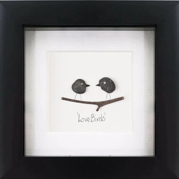 Lovebirds Unique Pebble Artwork