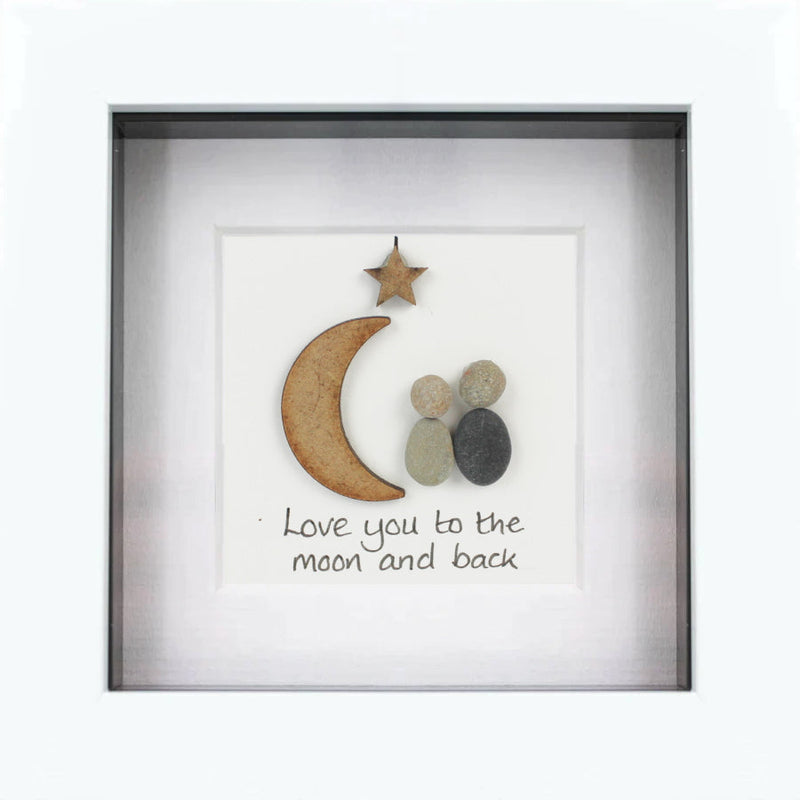 Love You To The Moon Irish Pebble Art Frame