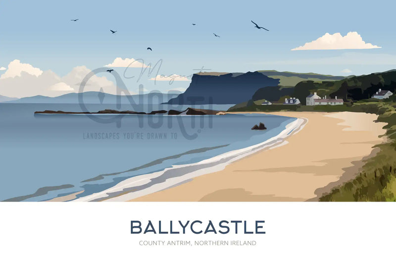 Ballycastle, travel print, Fairhead Beach, Northern Ireland, Christmas gift