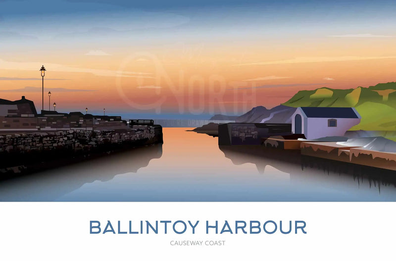 Ballintoy - Northern Ireland Travel Poster - Gift - Travel Print