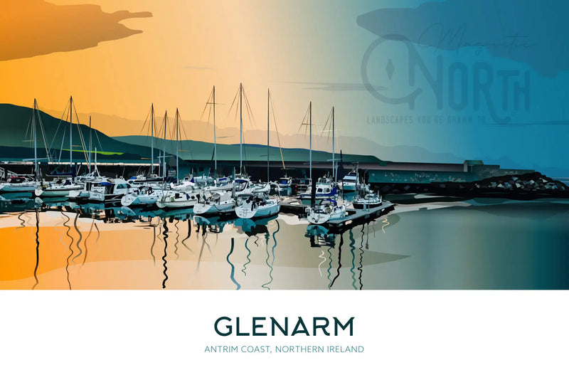 Glenarm, Art Print Travel Poster, Antrim Coast, Northern Ireland, Ireland, Travel Print, House, Christmas Gift