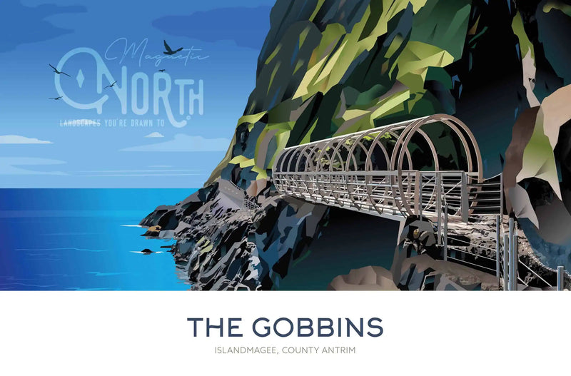 The Gobbins Cliff Path, Travel print, Islandmagee, County Antrim, Art, Gift, Landscape, Northern Ireland