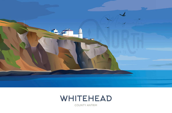 Blackhead Lighthouse, Whitehead, Print, Christmas Wedding Gift, travel print