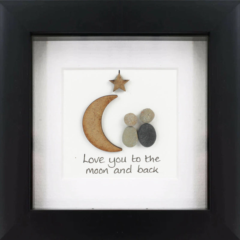 Love You To The Moon Irish Pebble Art Frame
