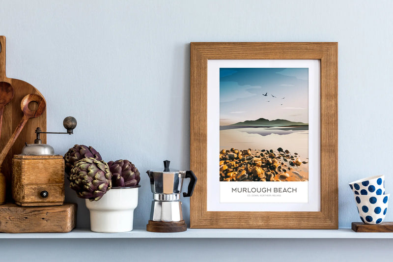 Murlough Beach, Art Print Travel Poster, County Down, Northern Ireland, Ireland, Travel Print, Wedding gift, Christmas Gift, landscapes