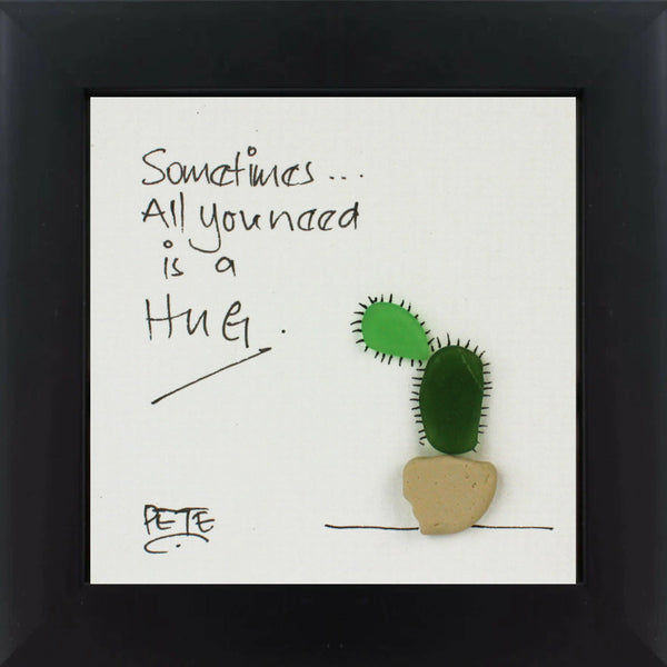 All You Need Is A Hug - Sea Glass Art Frame