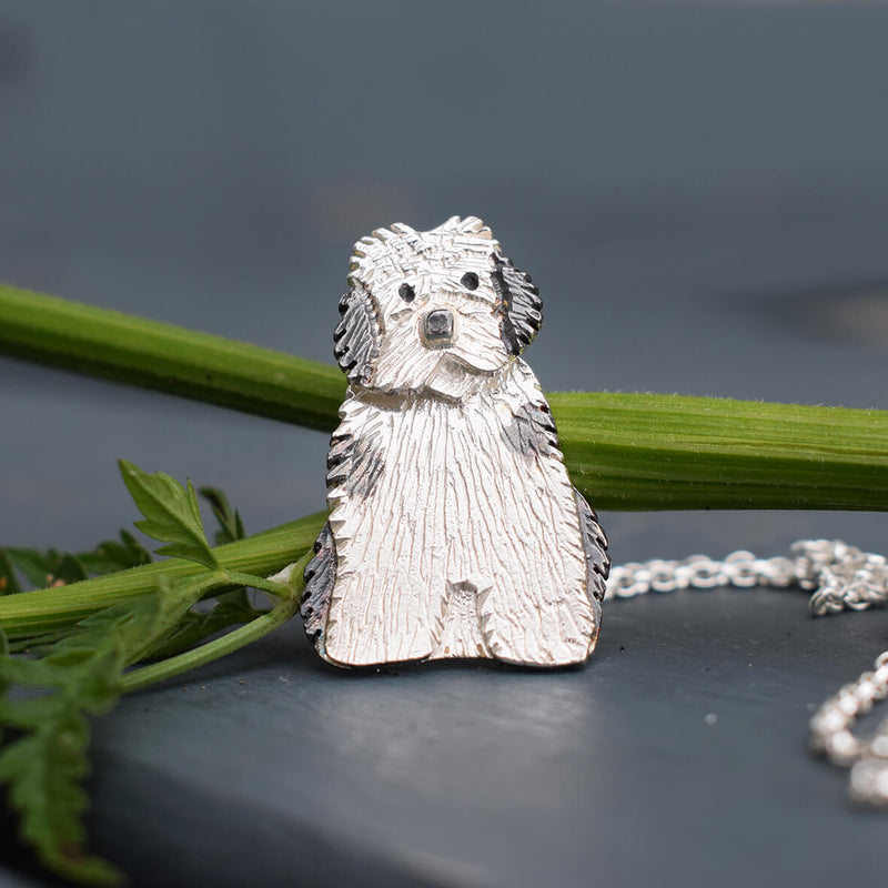 old english sheepdog necklace, old english sheepdog jewellery, old english sheepdog gift for woman, old english sheepdog gift ideas, old english sheepdog present for her, silver dog necklace, old english sheepdog memorial, dog loss jewellery, rainbow road jewellery