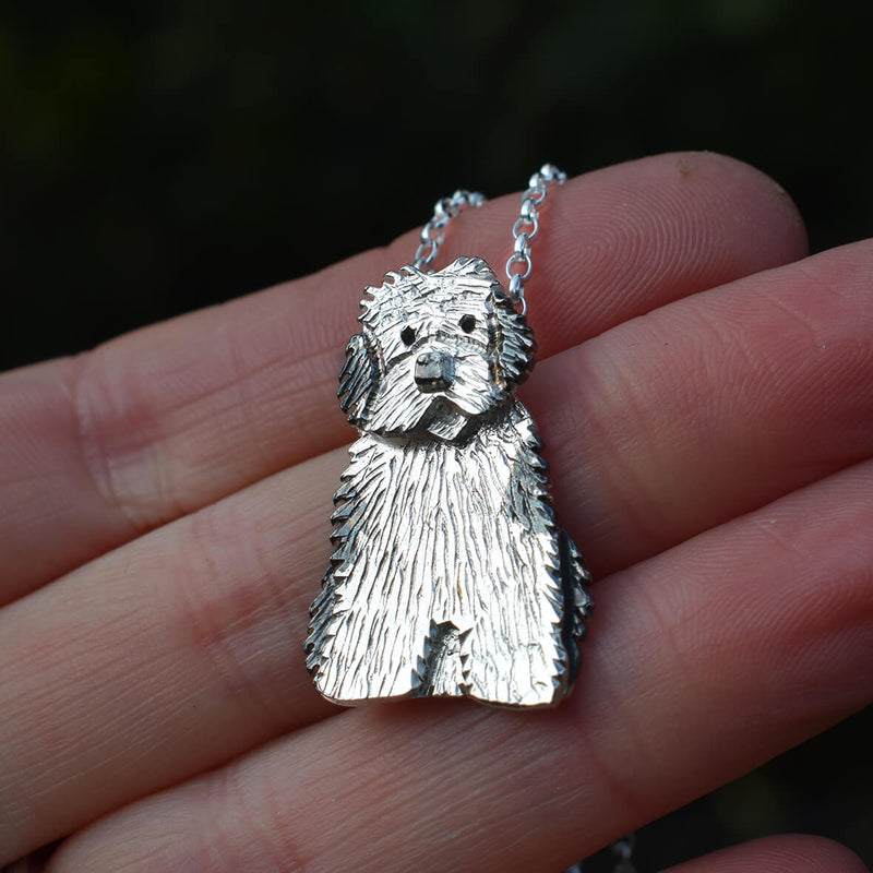 Old English Sheepdog necklace, Old English Sheepdog jewellery, Old English Sheepdog pendant, silver Old English Sheepdog, handmade Old English Sheepdog gift