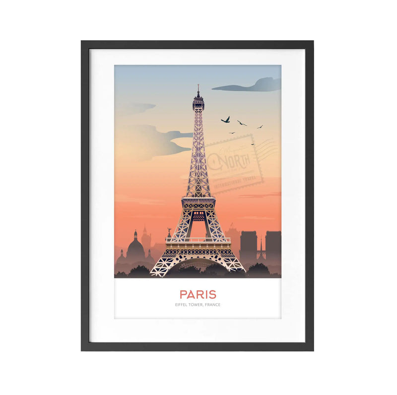 Eiffel Tower, Art Print Travel Poster, Paris France, Christmas Gift, Wedding Gift, Gift