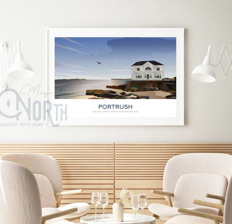 Portrush, Art Print Travel Poster, Northern Ireland, Ireland, Travel Print, House, Wedding Gift, landscapes, Christmas Gift