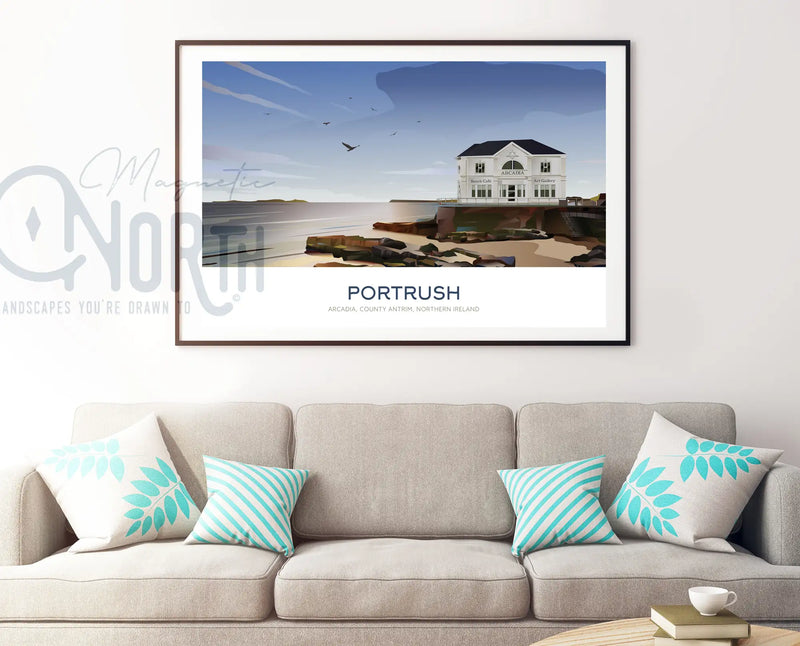 Portrush, Art Print Travel Poster, Northern Ireland, Ireland, Travel Print, House, Wedding Gift, landscapes, Christmas Gift