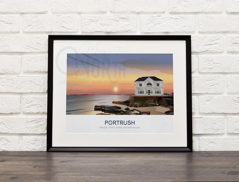 Portrush, Art Print Travel Poster, Northern Ireland, Ireland, Travel Print, House, Wedding Gift, Christmas gift, landscapes