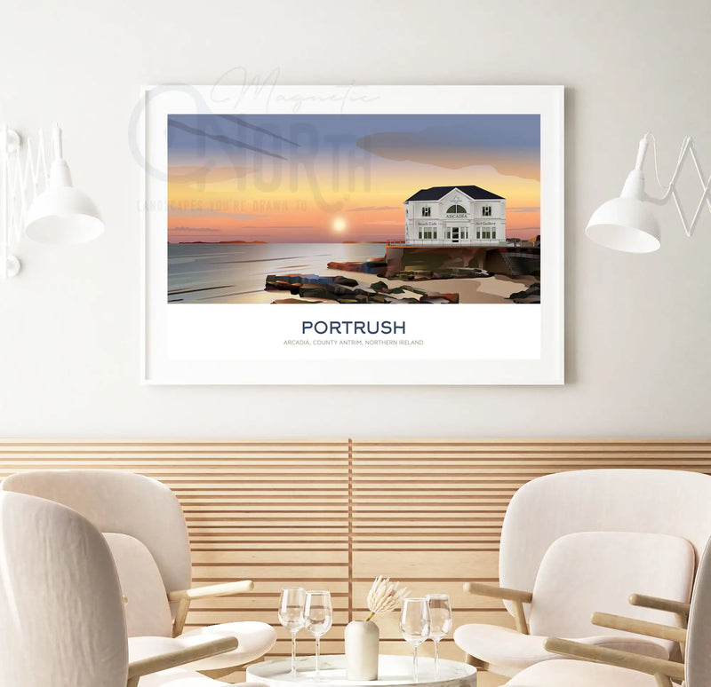 Portrush, Art Print Travel Poster, Northern Ireland, Ireland, Travel Print, House, Wedding Gift, Christmas gift, landscapes