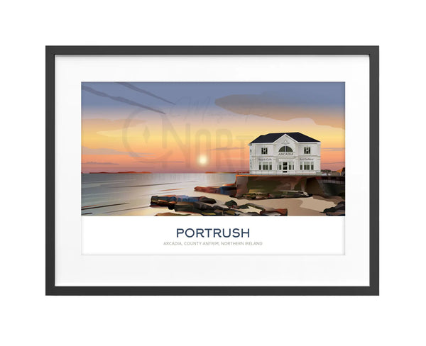 Portrush, Art Print Travel Poster, Northern Ireland, Ireland, Travel Print, House, Wedding Gift, Christmas gift, landscapes