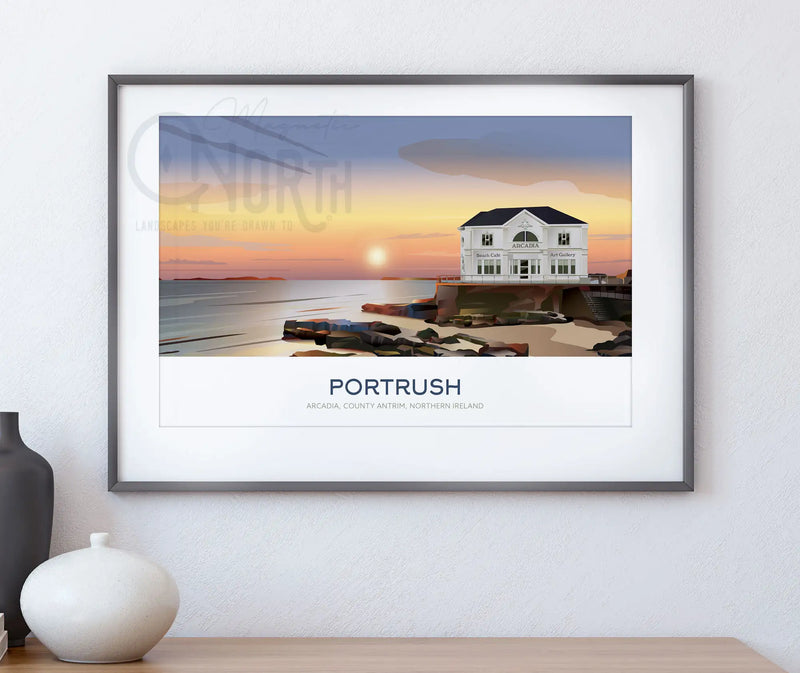 Portrush, Art Print Travel Poster, Northern Ireland, Ireland, Travel Print, House, Wedding Gift, Christmas gift, landscapes