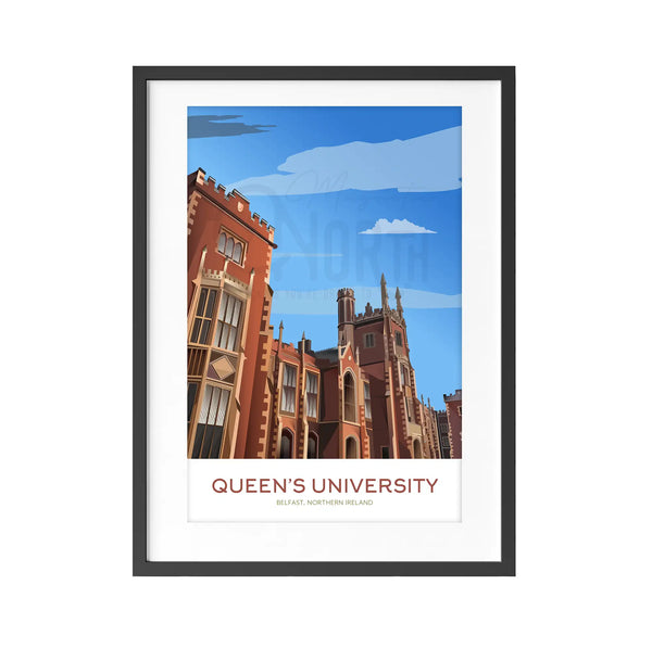 Queen's University Belfast, Art Print Travel Poster, Northern Ireland, Ireland, Travel Print, Wedding gift, Christmas Gift, landscapes