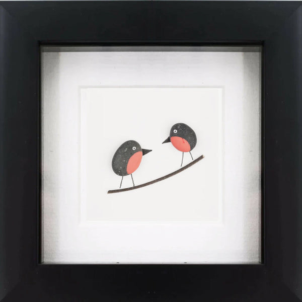 When Robins Appear Irish Pebble Art Frame