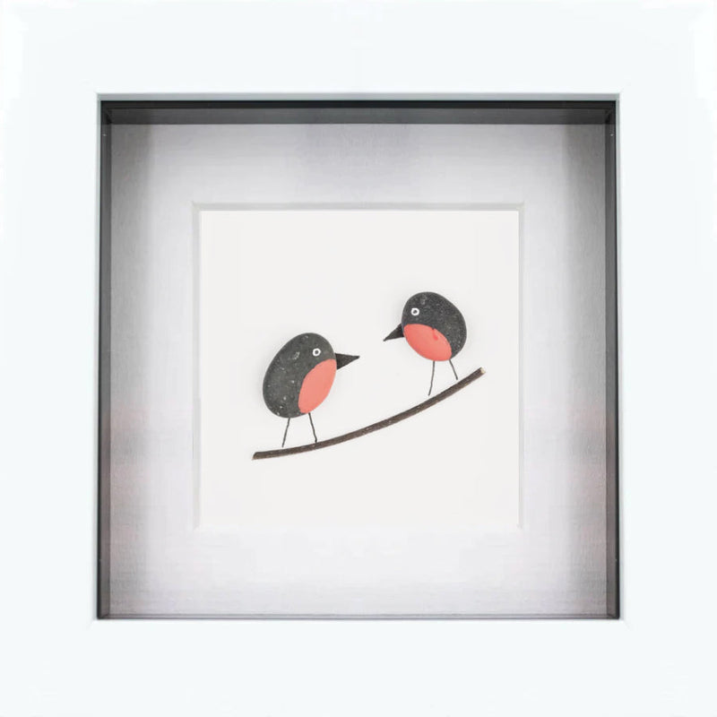 When Robins Appear Irish Pebble Art Frame