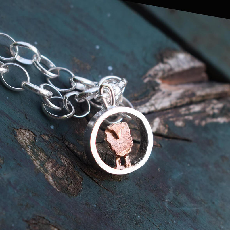 rose gold sheep charm, sheep charm, sheep charm bracelet, lamb bracelet