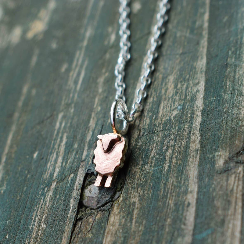 rose gold sheep necklace, rose gold animal necklace, rose gold farm gift