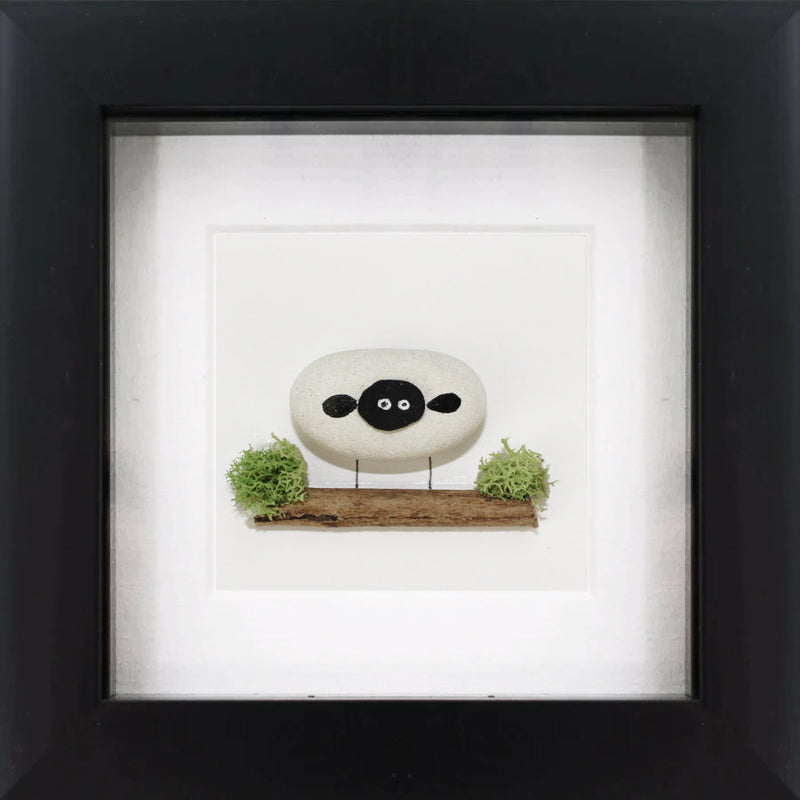 Little Pebble Sheep Irish Pebble Art Frame