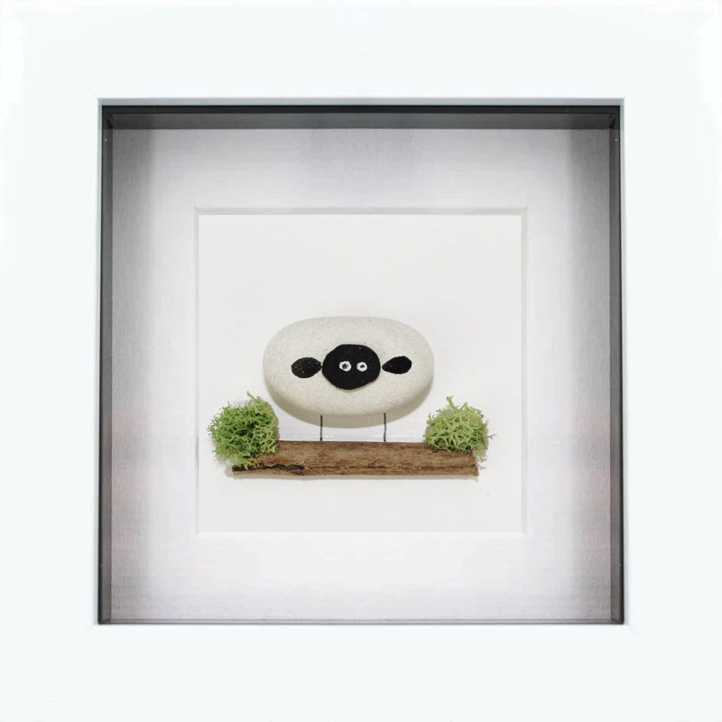 Little Pebble Sheep Irish Pebble Art Frame