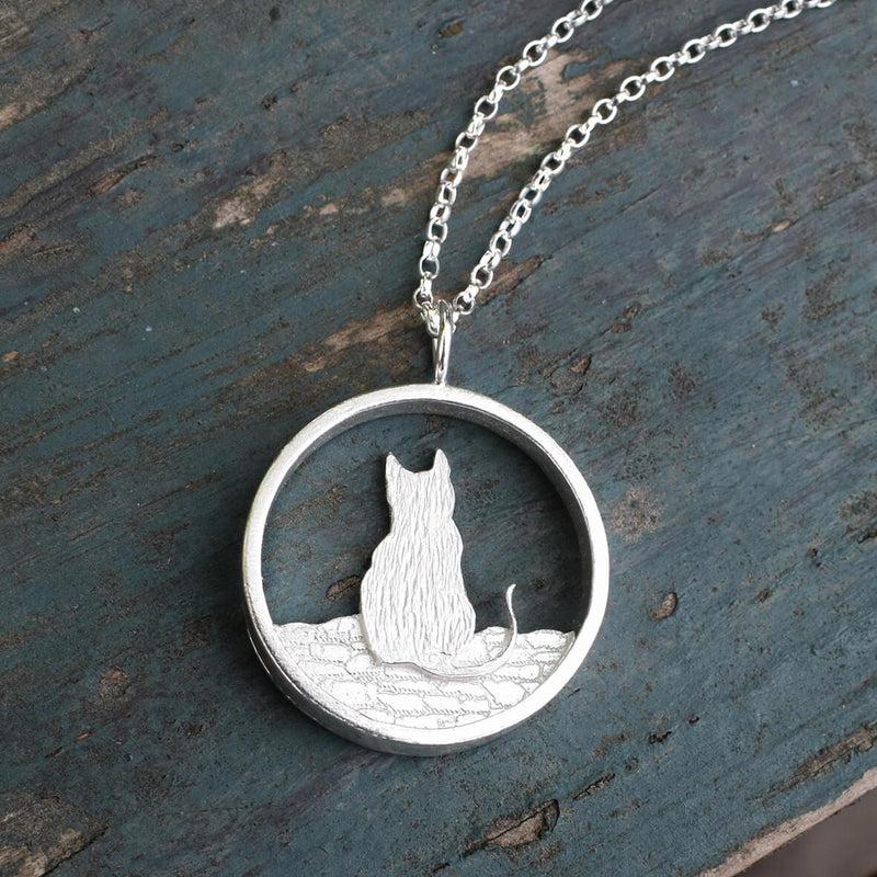 silver cat necklace, cat necklace, gift for cat vet, gift for cat nurse, present for cat breeder, present for cat sitter, silver cat gift, silver cat present, silver cat jewellery handmade