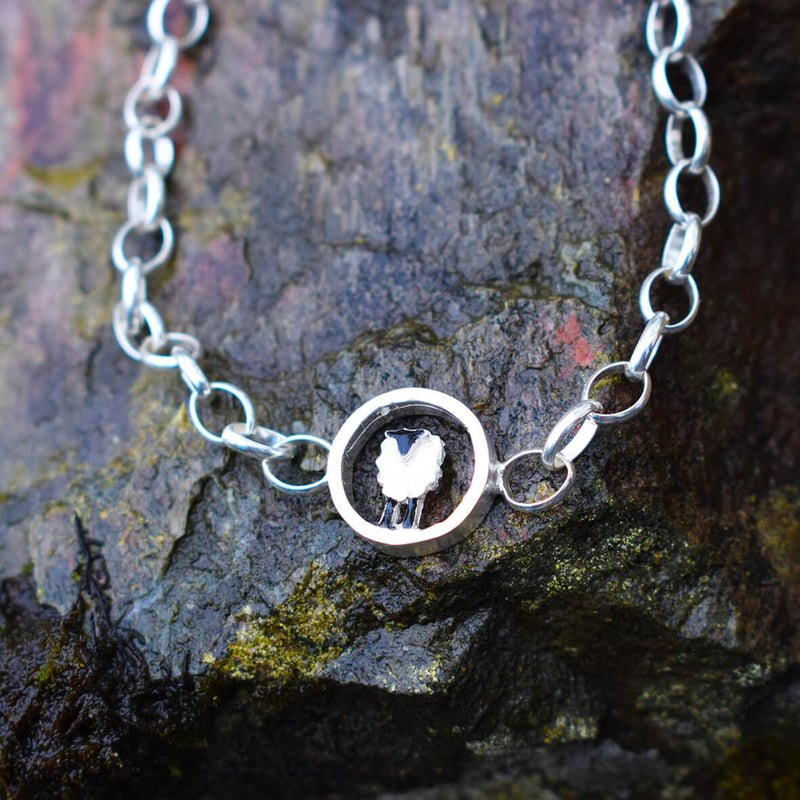 silver sheep bracelet, suffolk sheep bracelet, silver sheep gift, sheep jewellery for woman, sheep present for wife