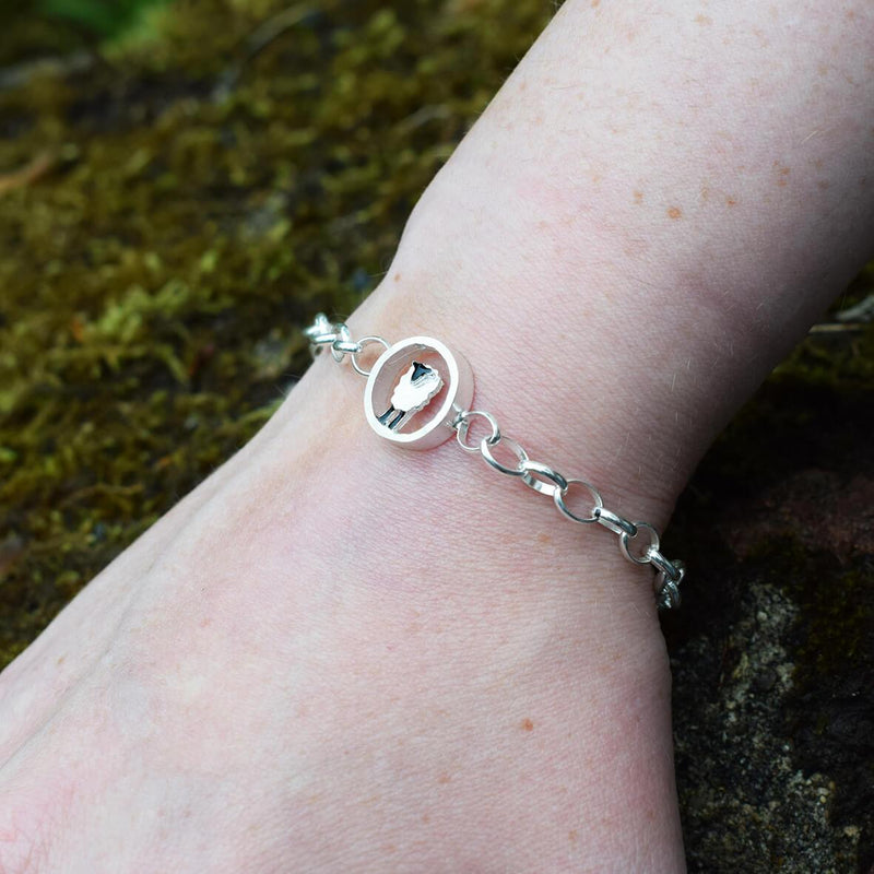 silver sheep bracelet, silver lamb bracelet, silver aries bracelet, sheep jewellery, sheep bracelet