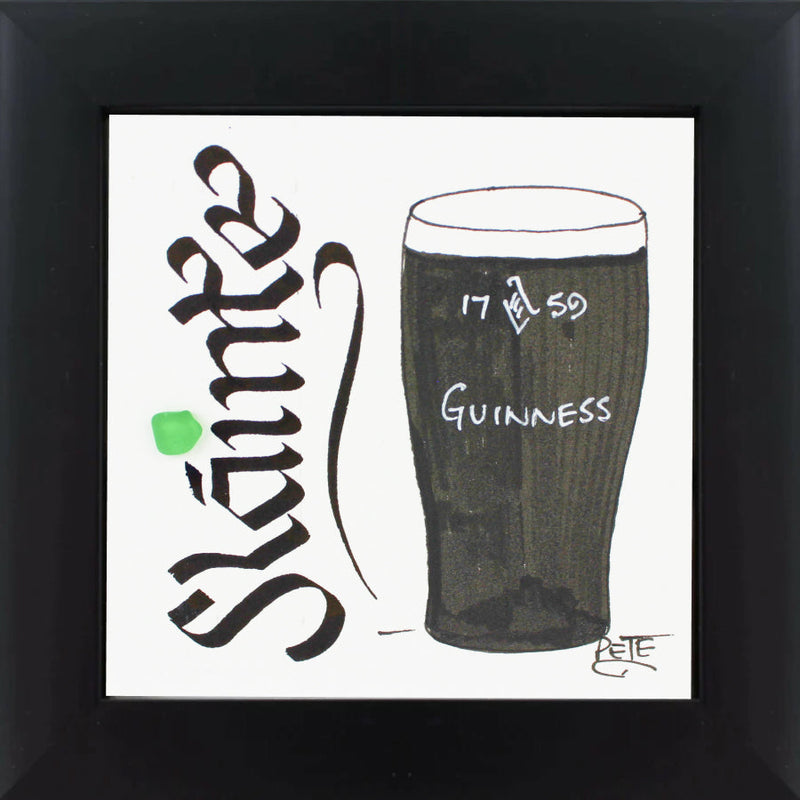 Sláinte - Guinness Pint Sea Glass Art Frame