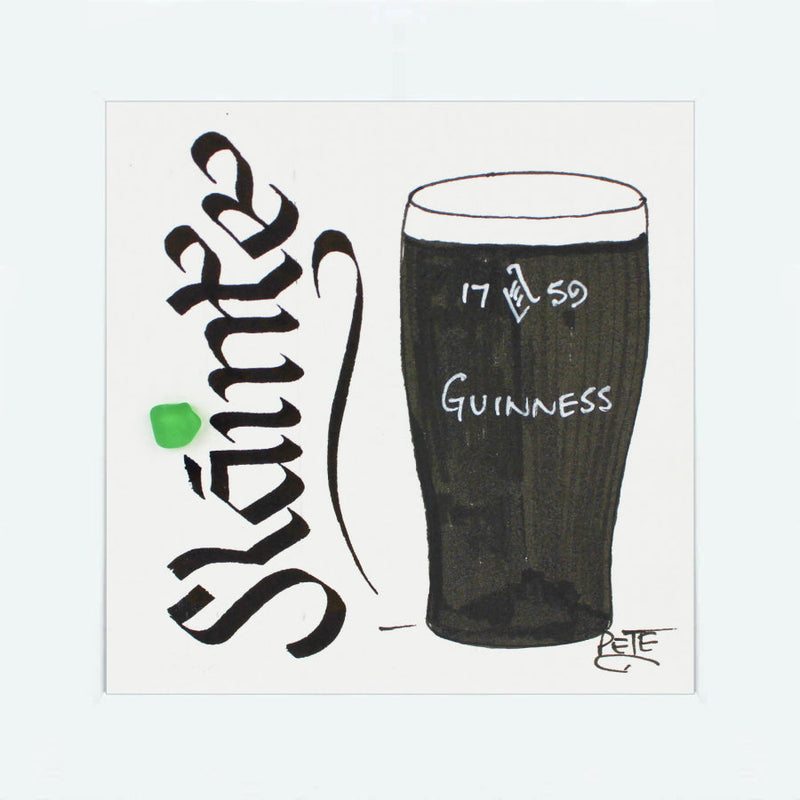 Sláinte - Guinness Pint Sea Glass Art Frame