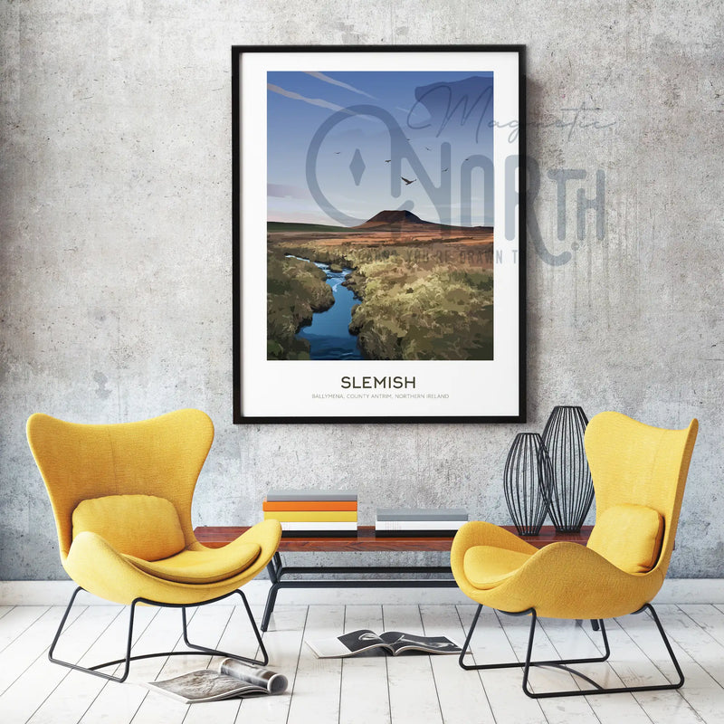 Slemish, Art Print Travel Poster, County Antrim, Northern Ireland, Ireland, Travel Print, Wedding gift, Christmas Gift, landscapes