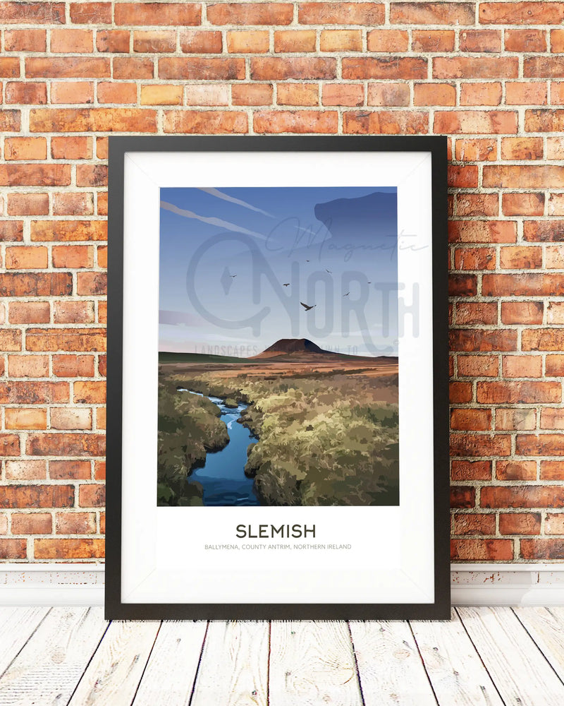 Slemish, Art Print Travel Poster, County Antrim, Northern Ireland, Ireland, Travel Print, Wedding gift, Christmas Gift, landscapes