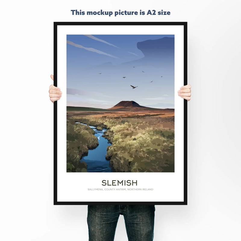 Slemish, Art Print Travel Poster, County Antrim, Northern Ireland, Ireland, Travel Print, Wedding gift, Christmas Gift, landscapes