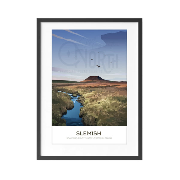 Slemish, Art Print Travel Poster, County Antrim, Northern Ireland, Ireland, Travel Print, Wedding gift, Christmas Gift, landscapes