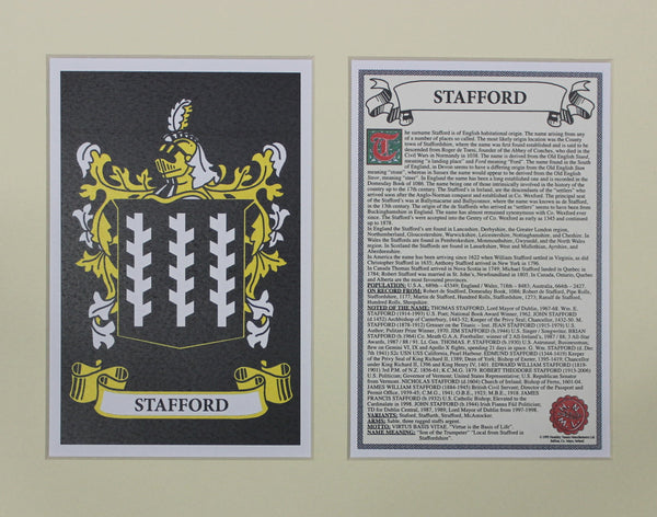 Stafford - Irish American Surname Coat of Arms Family Crest Heraldry