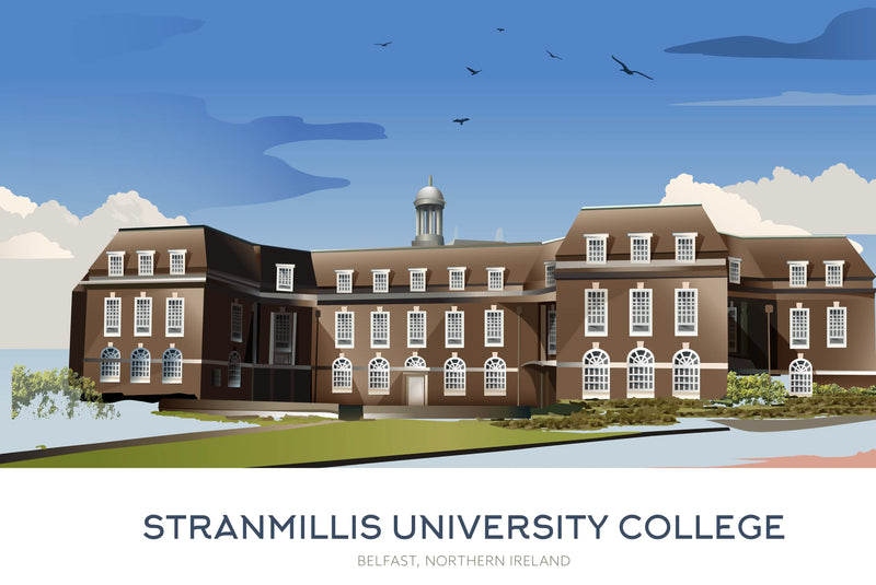 Stranmillis University College, Art Print Travel Poster, Belfast, Northern Ireland, Print, Wedding gift, Christmas Gift, landscapes