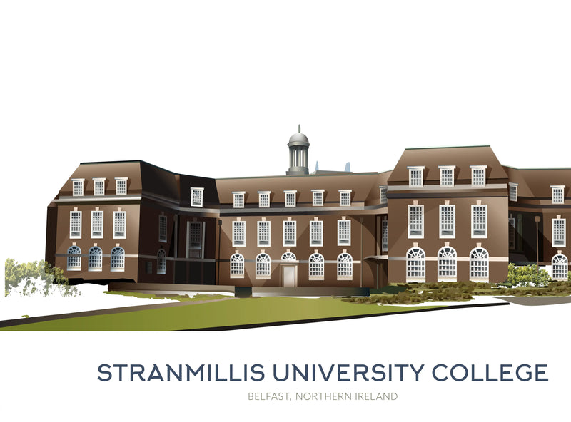 Stranmillis University College, Art Print Travel Poster, Belfast, Northern Ireland, Print, Wedding gift, Christmas Gift, landscapes