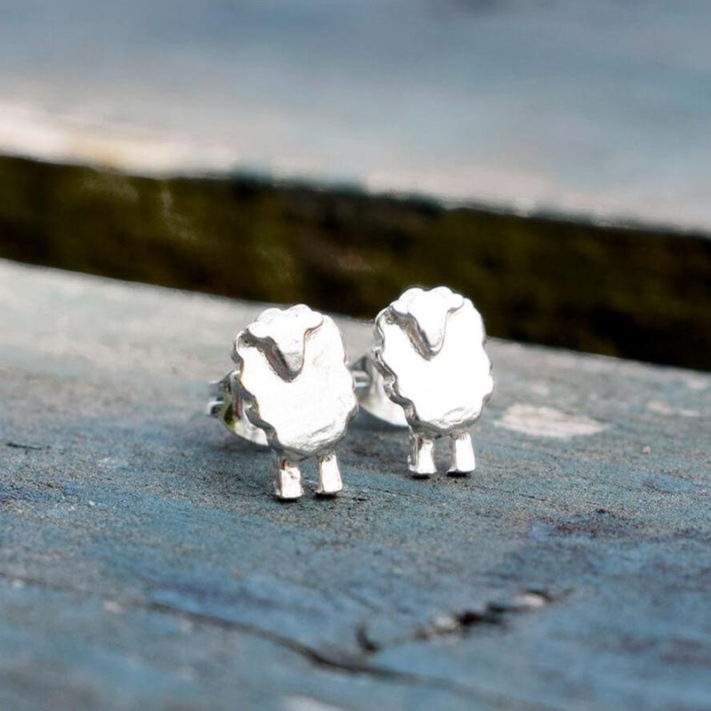 sheep earrings, silver sheep earrings, sheep studs, silver sheep, sheep jewellery