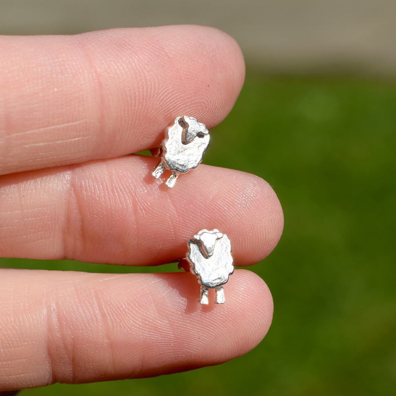 sheep earrings, silver sheep earrings, sheep studs, sheep stud earrings