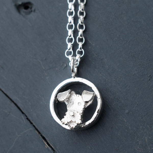 wire fox terrier pendant, wire fox terrier necklace, silver dog necklace, terrier pendant, silver terrier jewellery, fox terrier gift for woman, fox terrier present, silver terrier necklace